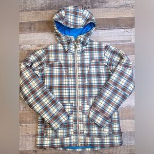 Burton Blue Ski DryRide Jacket with Colorful Pattern Plaid Snowboard Women’s M